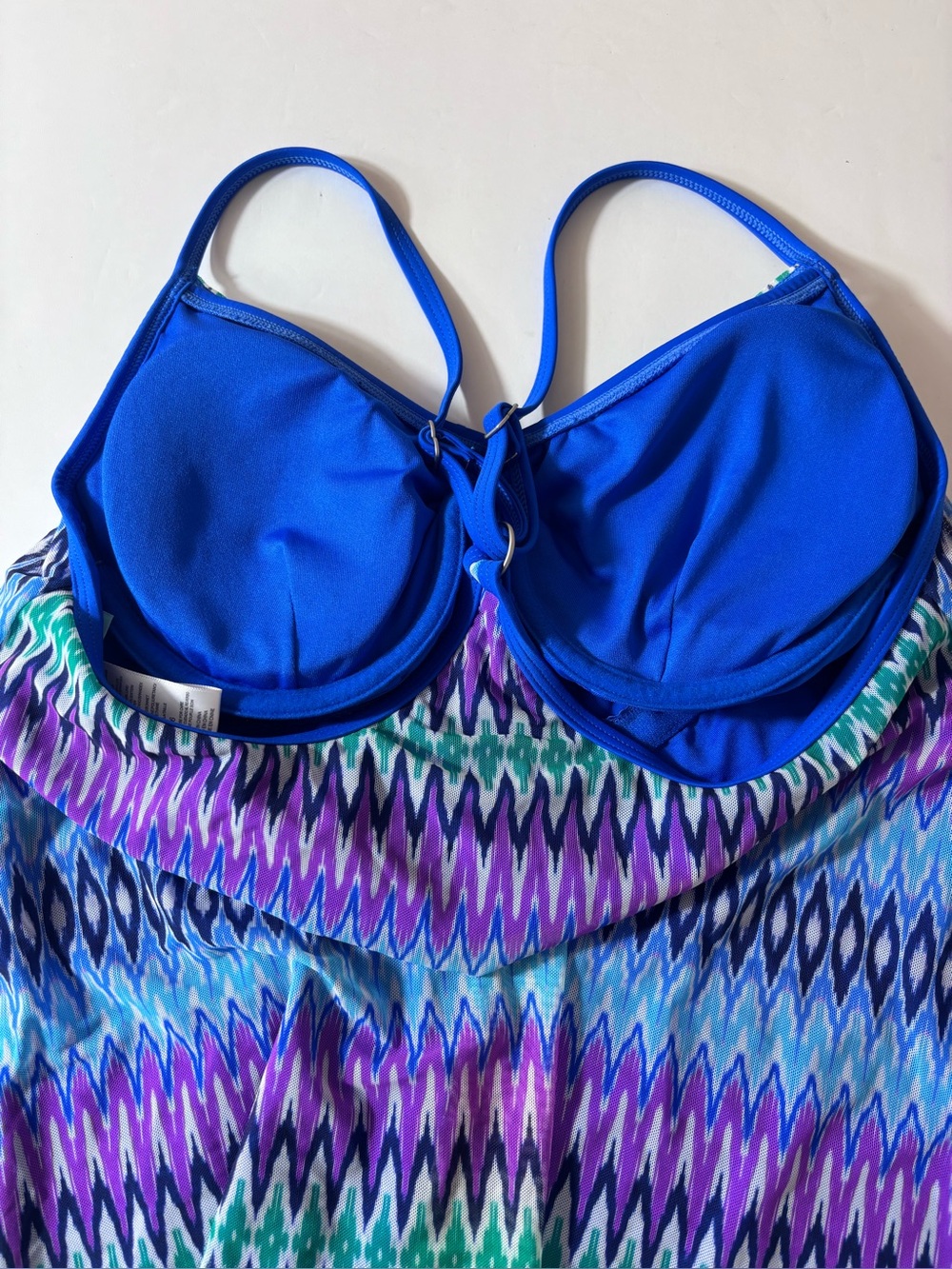 Beach House Flyaway Mesh Swim Tankini Top Razorback Lined Flowy Chevron Size 6 - Picture 5 of 9